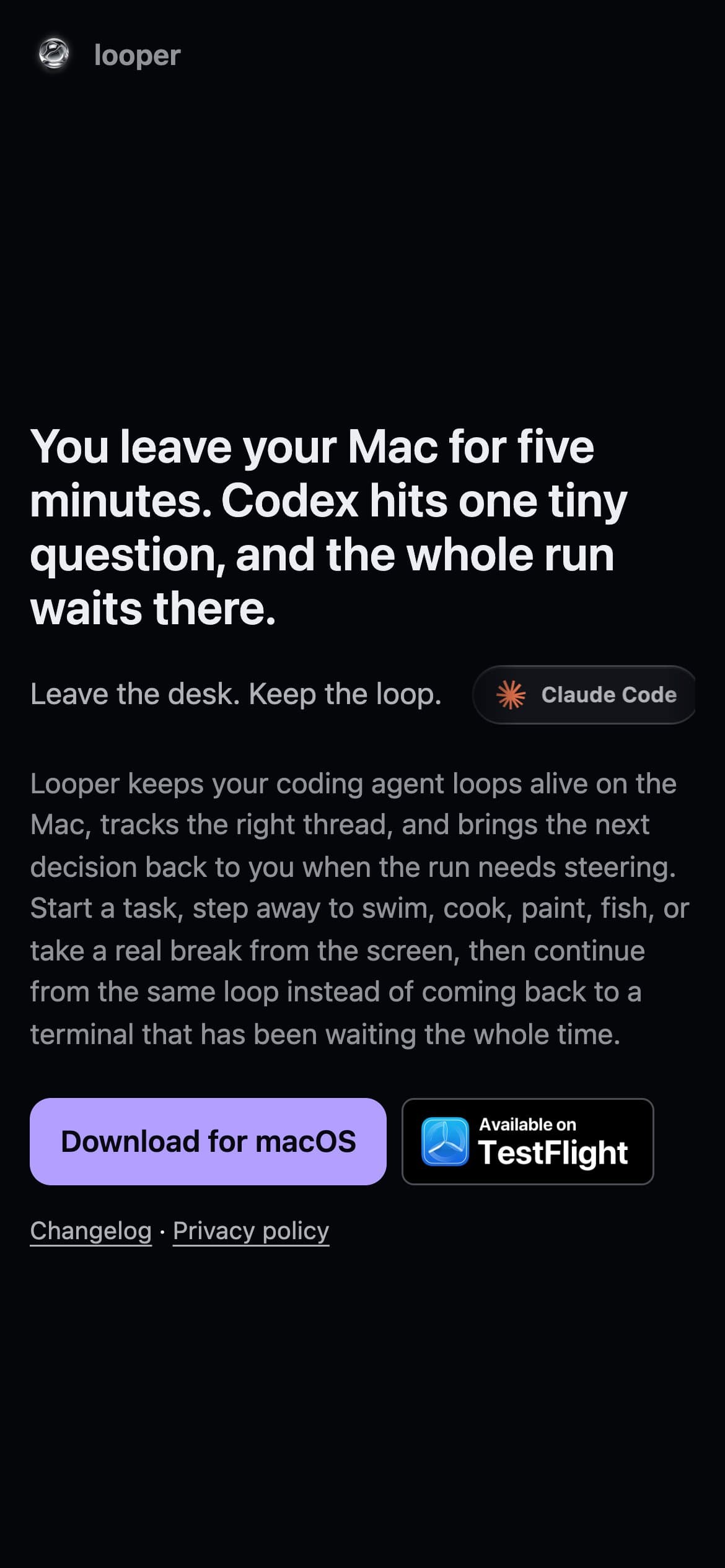 looper.fyi on a phone